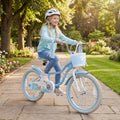 20 Inch Kids Bike Adjustable with Basket and Streamers Blue - Princess of the Sea Theme - Blue - Kids Bike