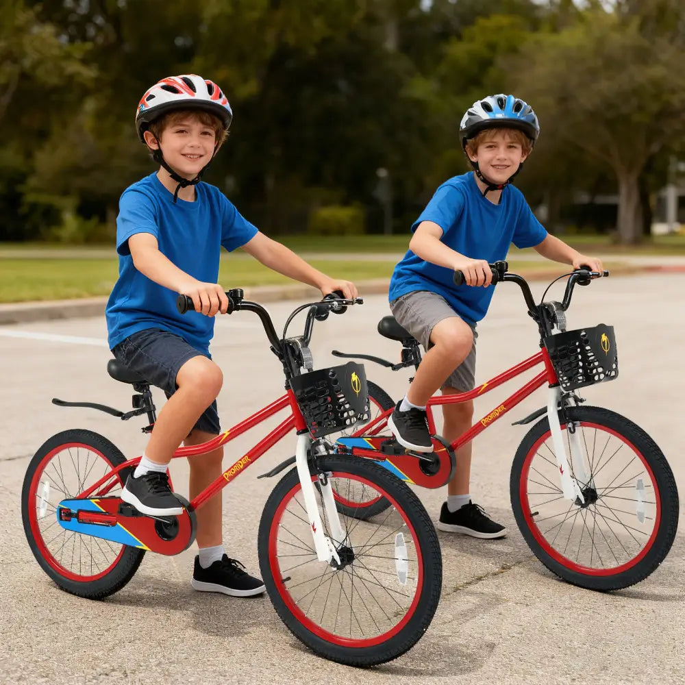 20 Inch Kids Bike Adjustable with Kickstand and Storage Basket for Aged 8+ Years-Red - Red - Kids Bike