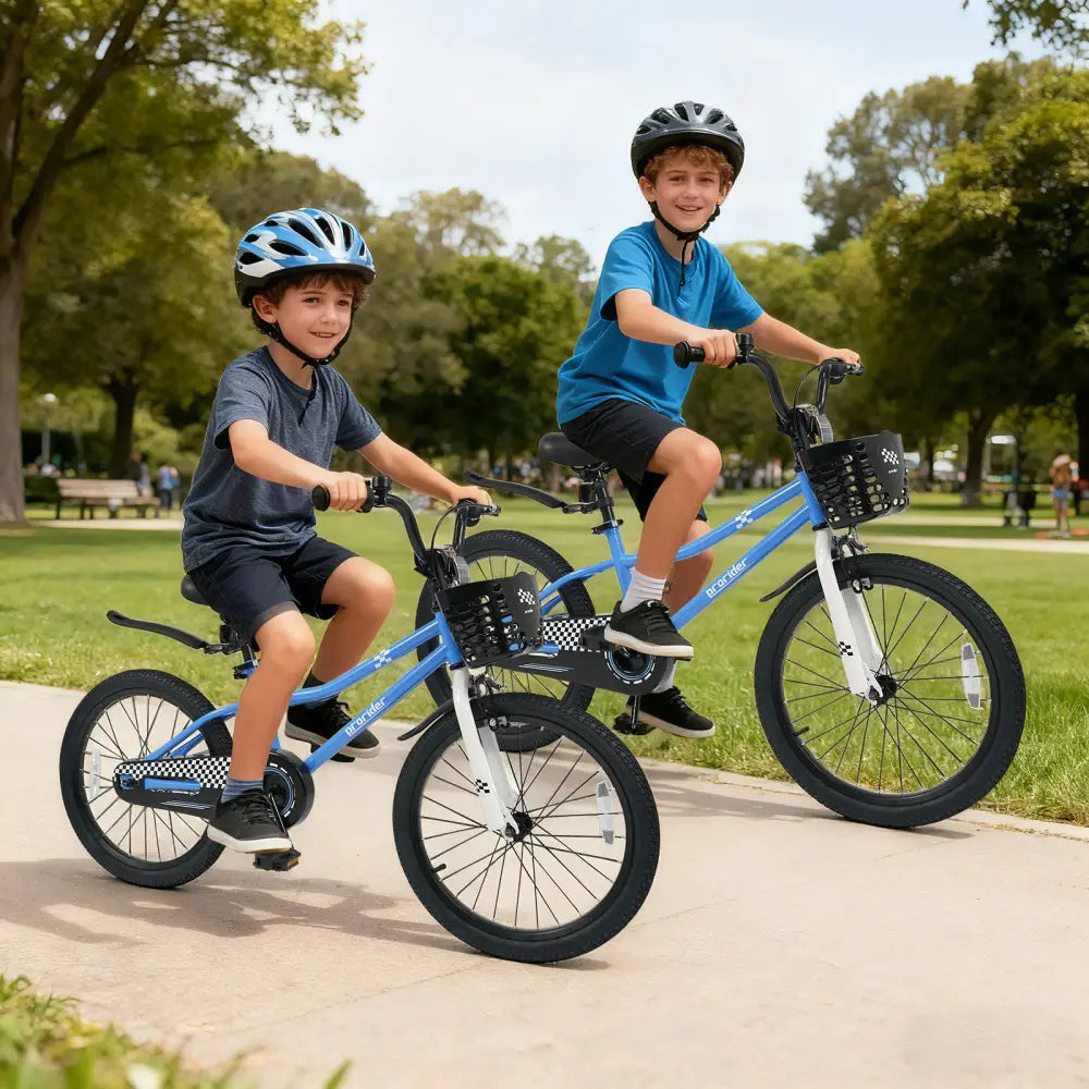 20 Inch Kids Bike Adjustable with Kickstand and Storage Basket for Aged 8+ Years-Navy - Navy - Kids Bike