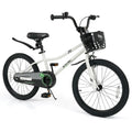 20 Inch Kids Bike Adjustable with Kickstand and Storage Basket for Aged 8+ Years - White - Oasis Home Essentials