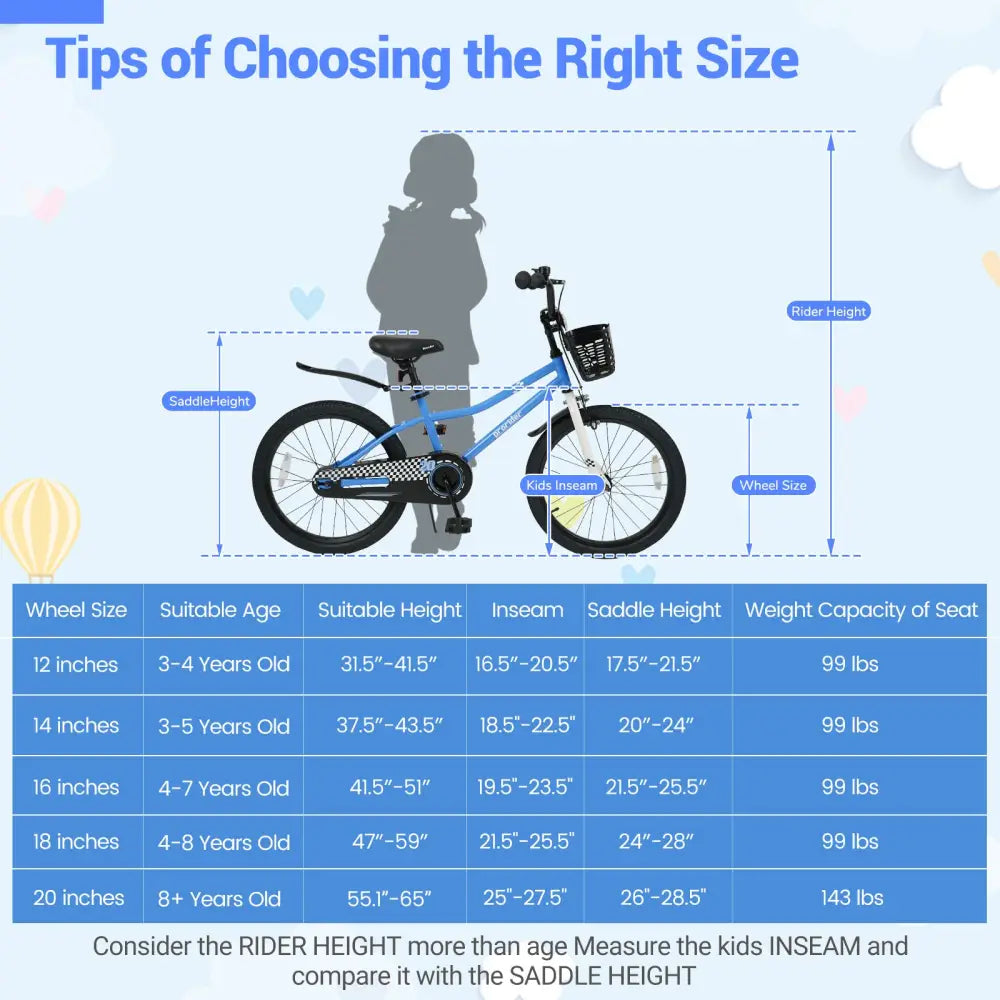 20 Inch Kids Bike Adjustable with Kickstand and Storage Basket for Aged 8+ Years-Navy - Navy - Kids Bike