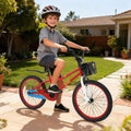 20 Inch Kids Bike Adjustable with Kickstand and Storage Basket for Aged 8+ Years-Red - Red - Kids Bike