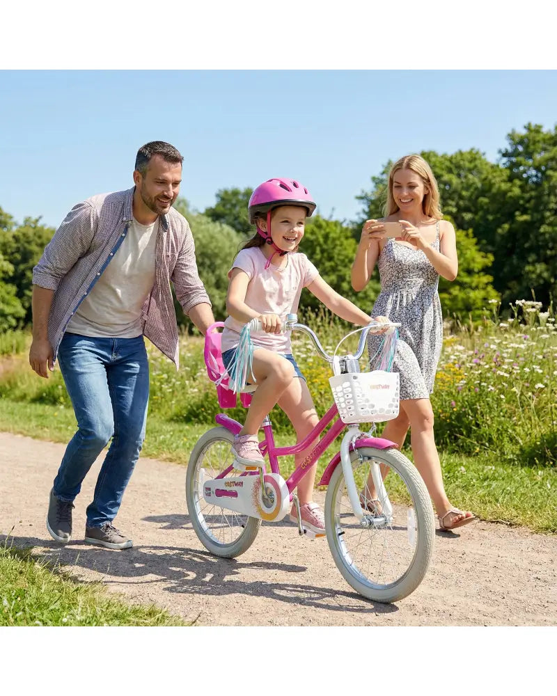 20 Inch Kids Bike with Front Basket and 2 Brake System for 8+ Years Old Rose Red - Rose Red - Kids Bike