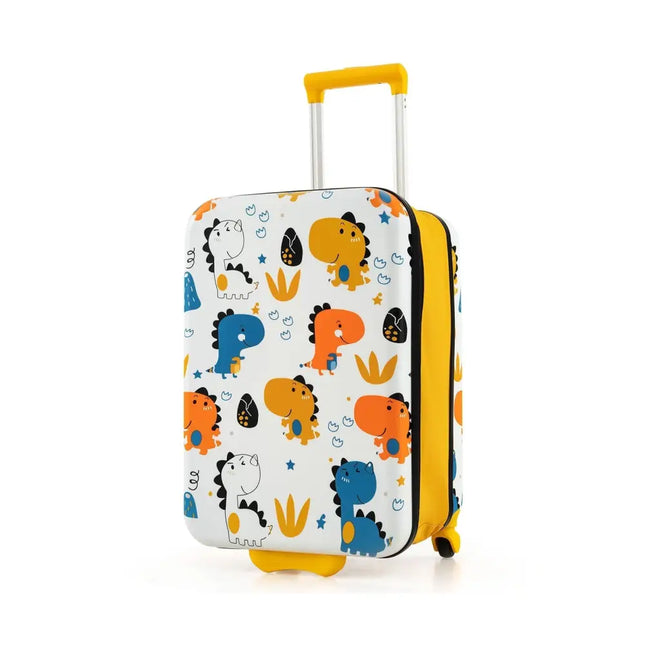 20 Inch Kids Rolling Luggage Foldable Hardshell Carry - on Suitcase on Wheels - Yellow - Oasis Home Essentials
