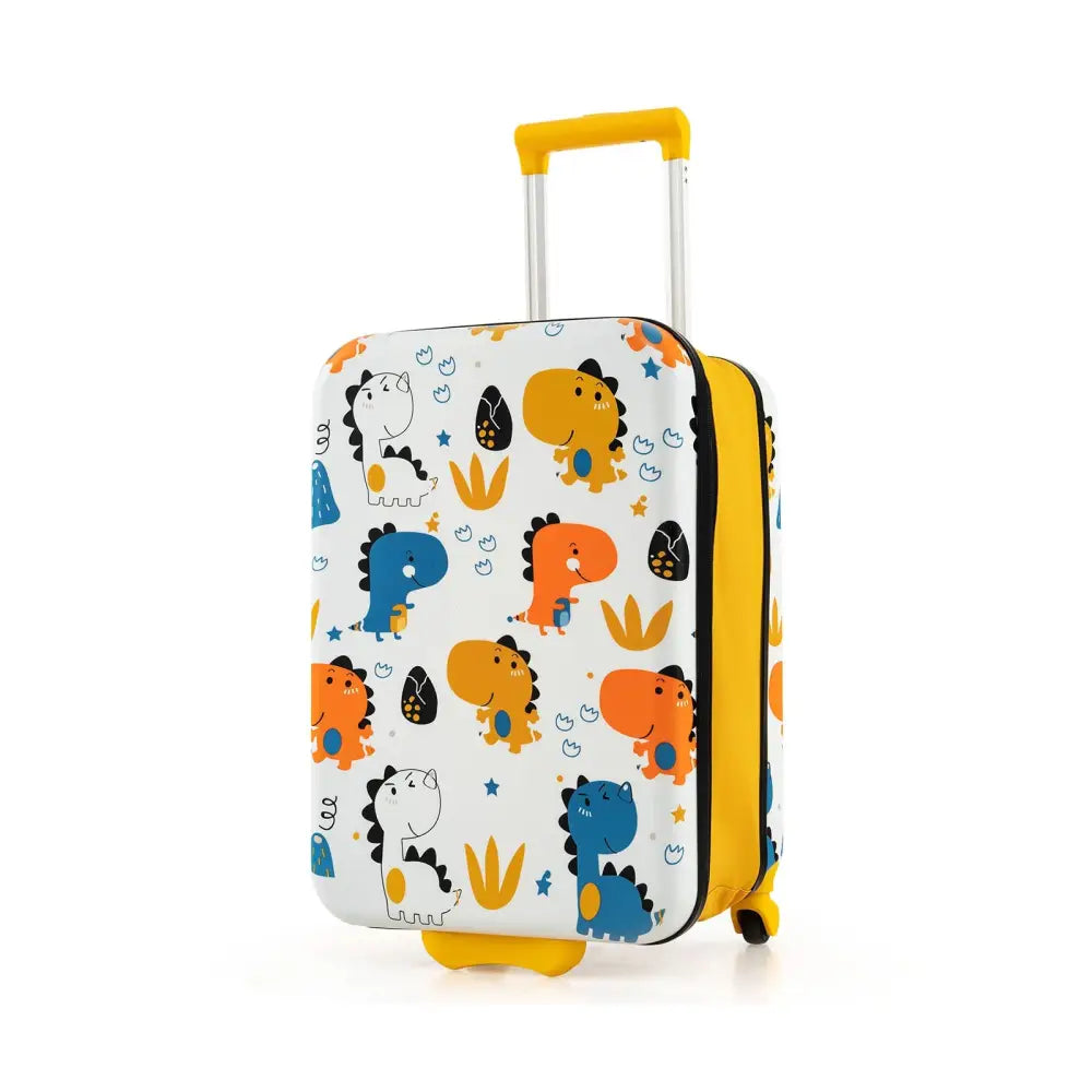 20 Inch Kids Rolling Luggage Foldable Hardshell Carry-on Suitcase on Wheels-Yellow - Yellow - Kids Luggage