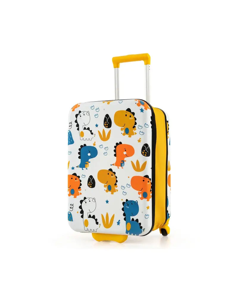 20 Inch Kids Rolling Luggage Foldable Hardshell Carry-on Suitcase on Wheels-Yellow - Yellow - Kids Luggage