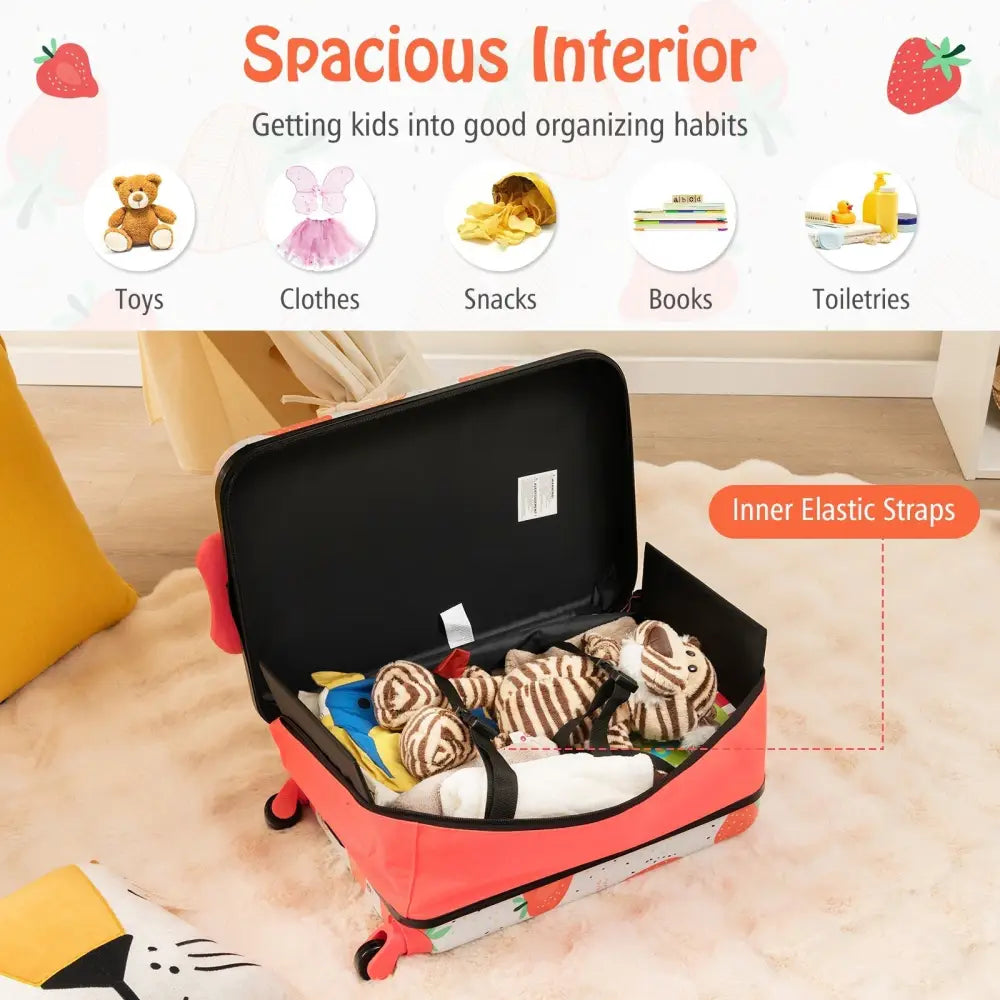20 Inch Kids Rolling Luggage Foldable Hardshell Carry - on Suitcase on Wheels - Pink - Oasis Home Essentials