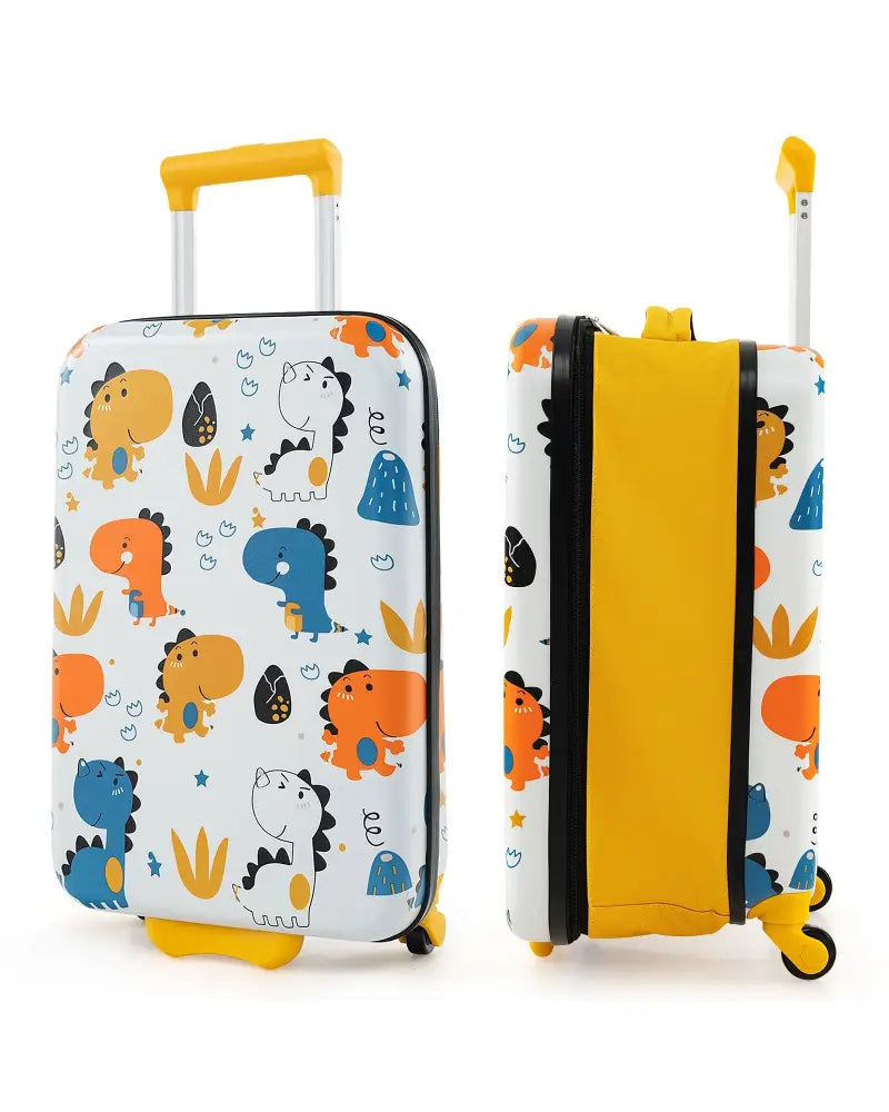 20 Inch Kids Rolling Luggage Foldable Hardshell Carry-on Suitcase on Wheels-Yellow - Yellow - Kids Luggage