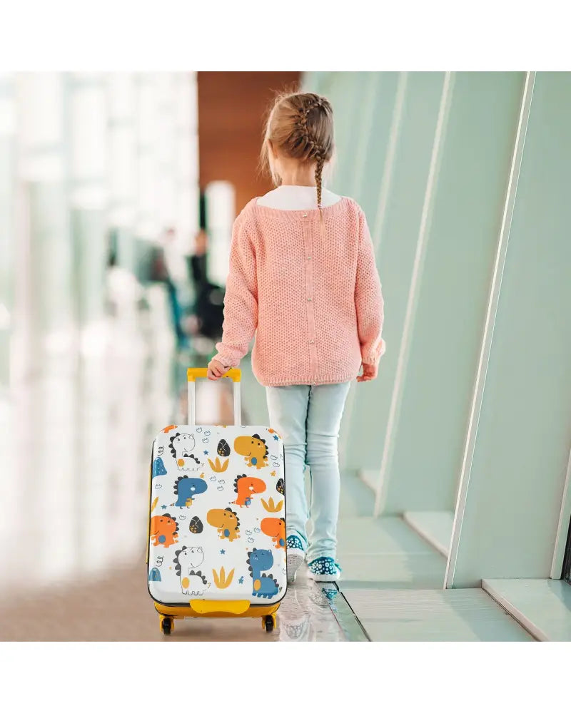 20 Inch Kids Rolling Luggage Foldable Hardshell Carry-on Suitcase on Wheels-Yellow - Yellow - Kids Luggage