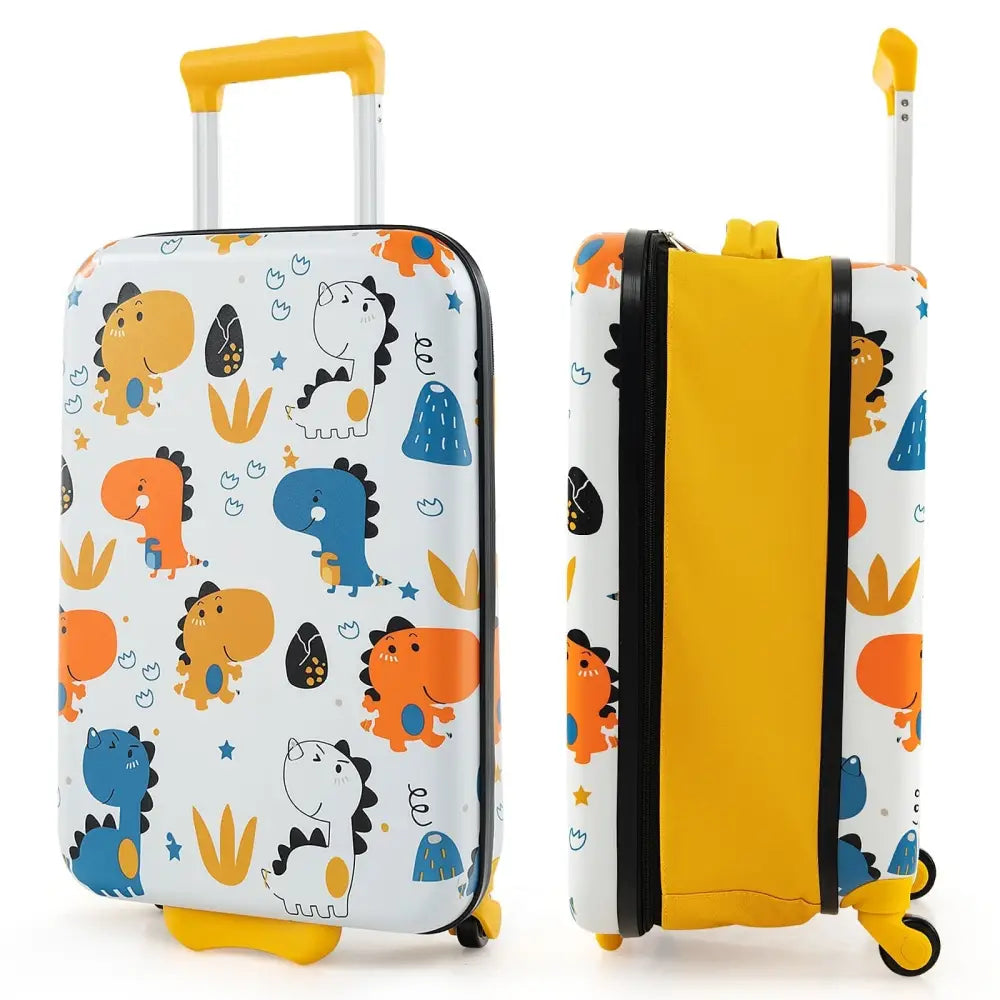20 Inch Kids Rolling Luggage Foldable Hardshell Carry - on Suitcase on Wheels - Yellow - Oasis Home Essentials