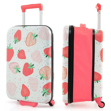 20 Inch Kids Rolling Luggage Foldable Hardshell Carry - on Suitcase on Wheels - Pink - Oasis Home Essentials