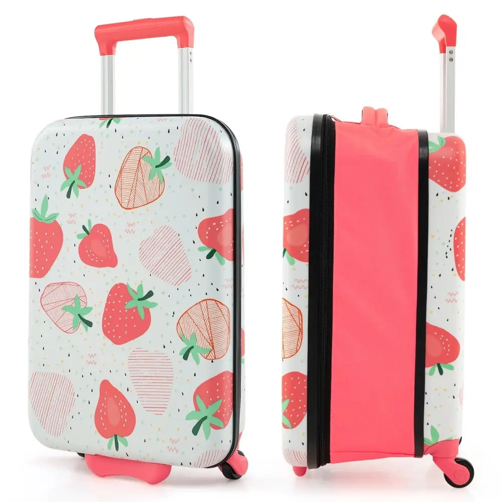 20 Inch Kids Rolling Luggage Foldable Hardshell Carry - on Suitcase on Wheels - Pink - Oasis Home Essentials