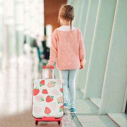 20 Inch Kids Rolling Luggage Foldable Hardshell Carry - on Suitcase on Wheels - Pink - Oasis Home Essentials