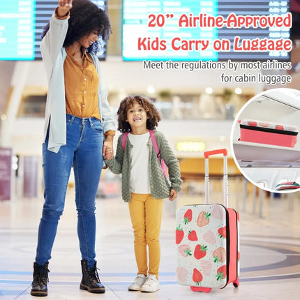 20 Inch Kids Rolling Luggage Foldable Hardshell Carry - on Suitcase on Wheels - Pink - Oasis Home Essentials