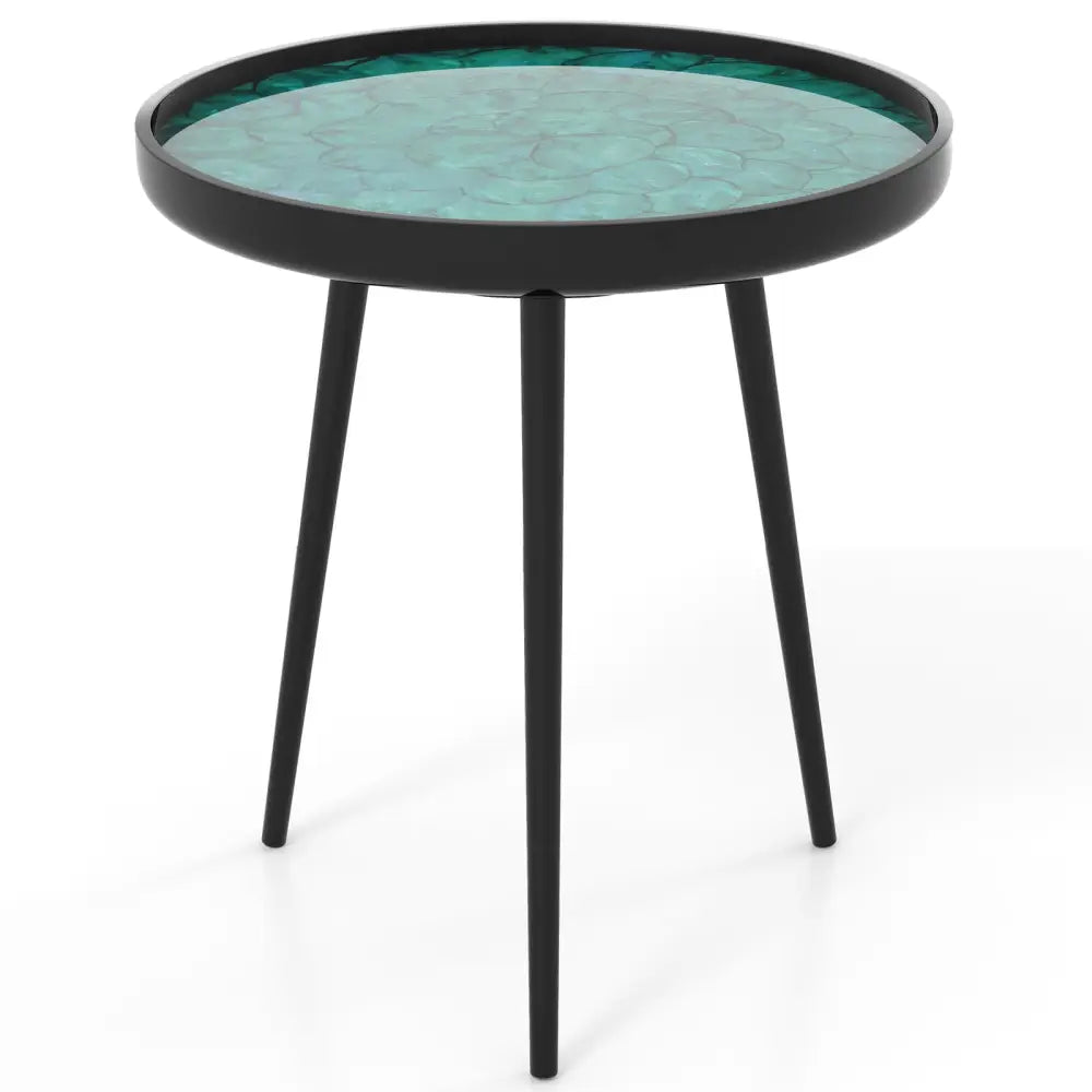 20 Inch Mid-century Modern Coffee End Table with Sea Shell Decoration-Green Costway