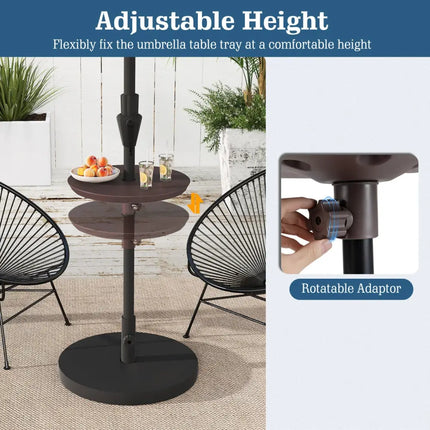 20 Inch Outdoor Adjustable Umbrella Table for 2 Sizes Patio Umbrella Pole-Coffee - Coffee - Outdoor Umbrella Bases