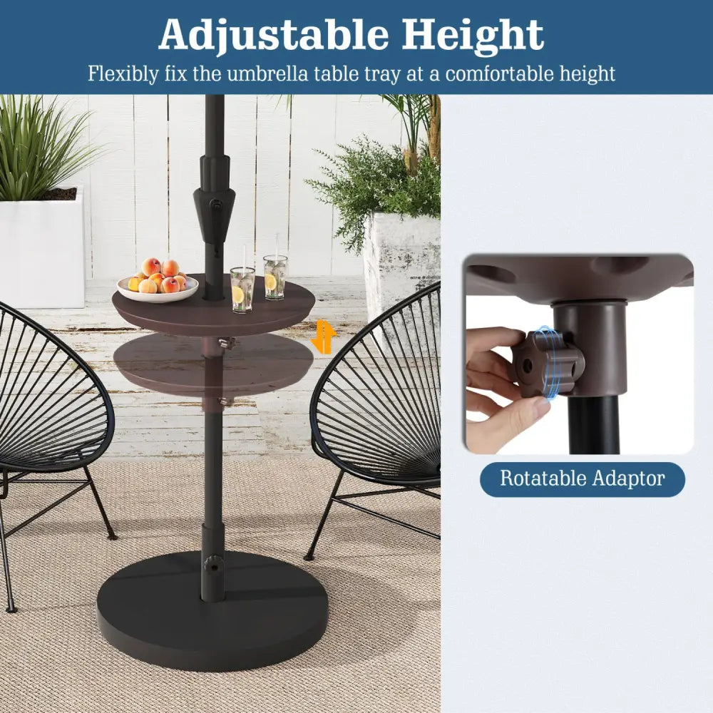 20 Inch Outdoor Adjustable Umbrella Table for 2 Sizes Patio Umbrella Pole-Coffee - Coffee - Outdoor Umbrella Bases