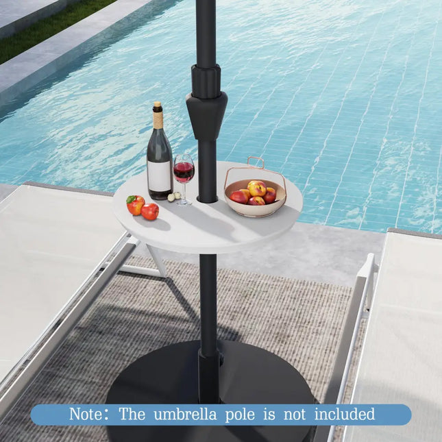 20 Inch Outdoor Adjustable Umbrella Table for 2 Sizes Patio Umbrella Pole-White - White - Outdoor Umbrella Bases
