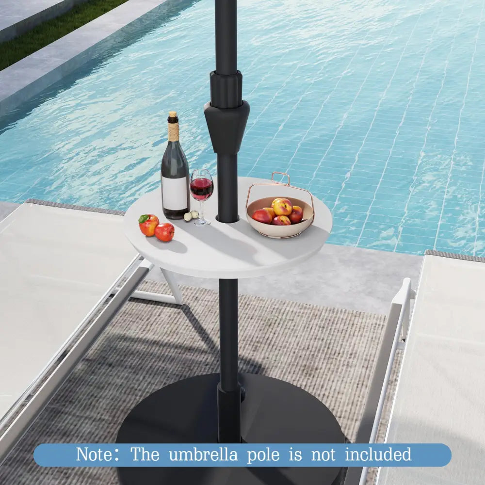 20 Inch Outdoor Adjustable Umbrella Table for 2 Sizes Patio Umbrella Pole-White - White - Outdoor Umbrella Bases