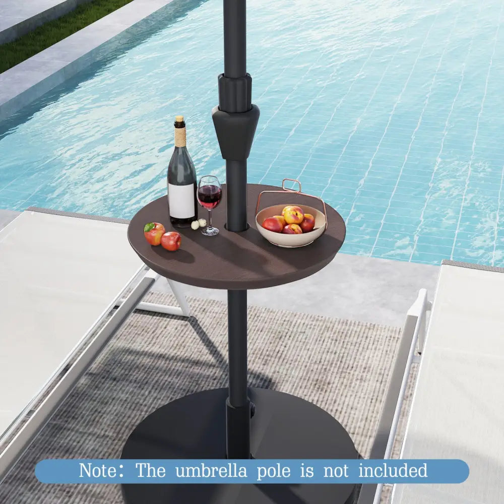 20 Inch Outdoor Adjustable Umbrella Table for 2 Sizes Patio Umbrella Pole-Coffee - Coffee - Outdoor Umbrella Bases