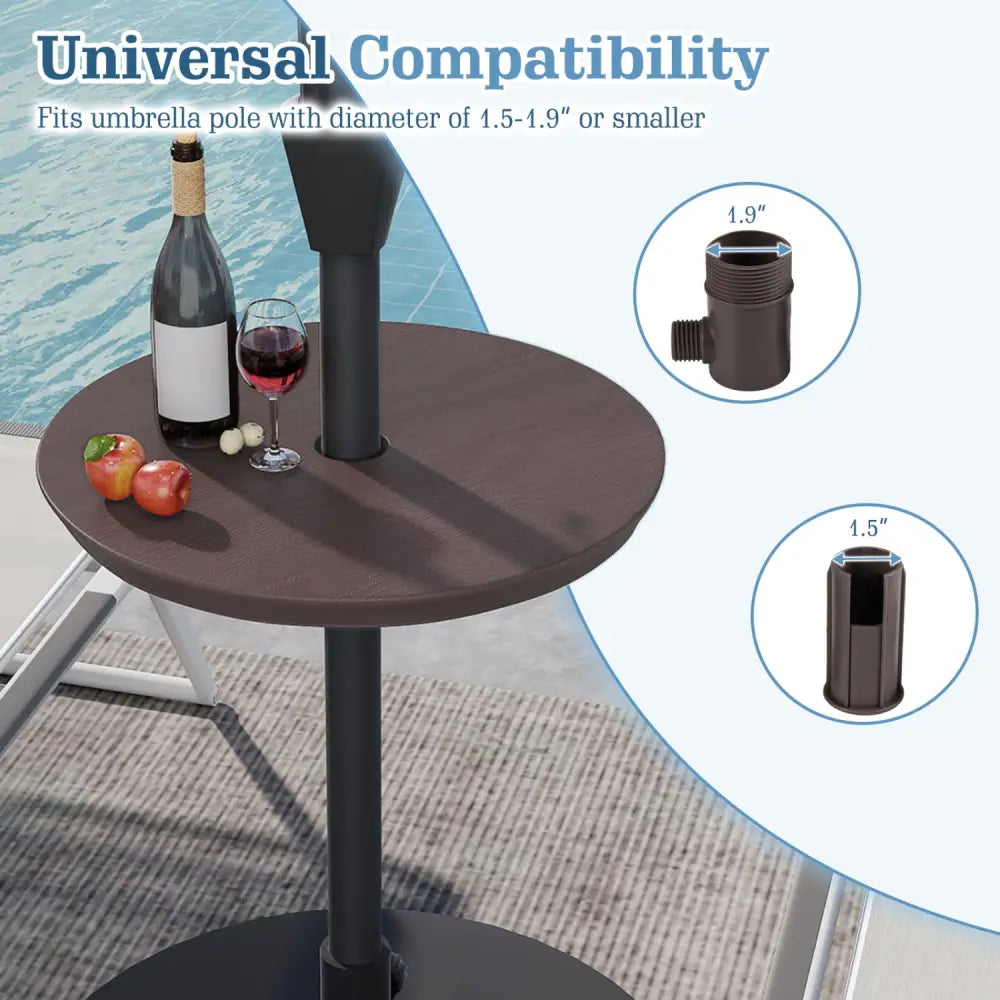 20 Inch Outdoor Adjustable Umbrella Table for 2 Sizes Patio Umbrella Pole-Coffee - Coffee - Outdoor Umbrella Bases