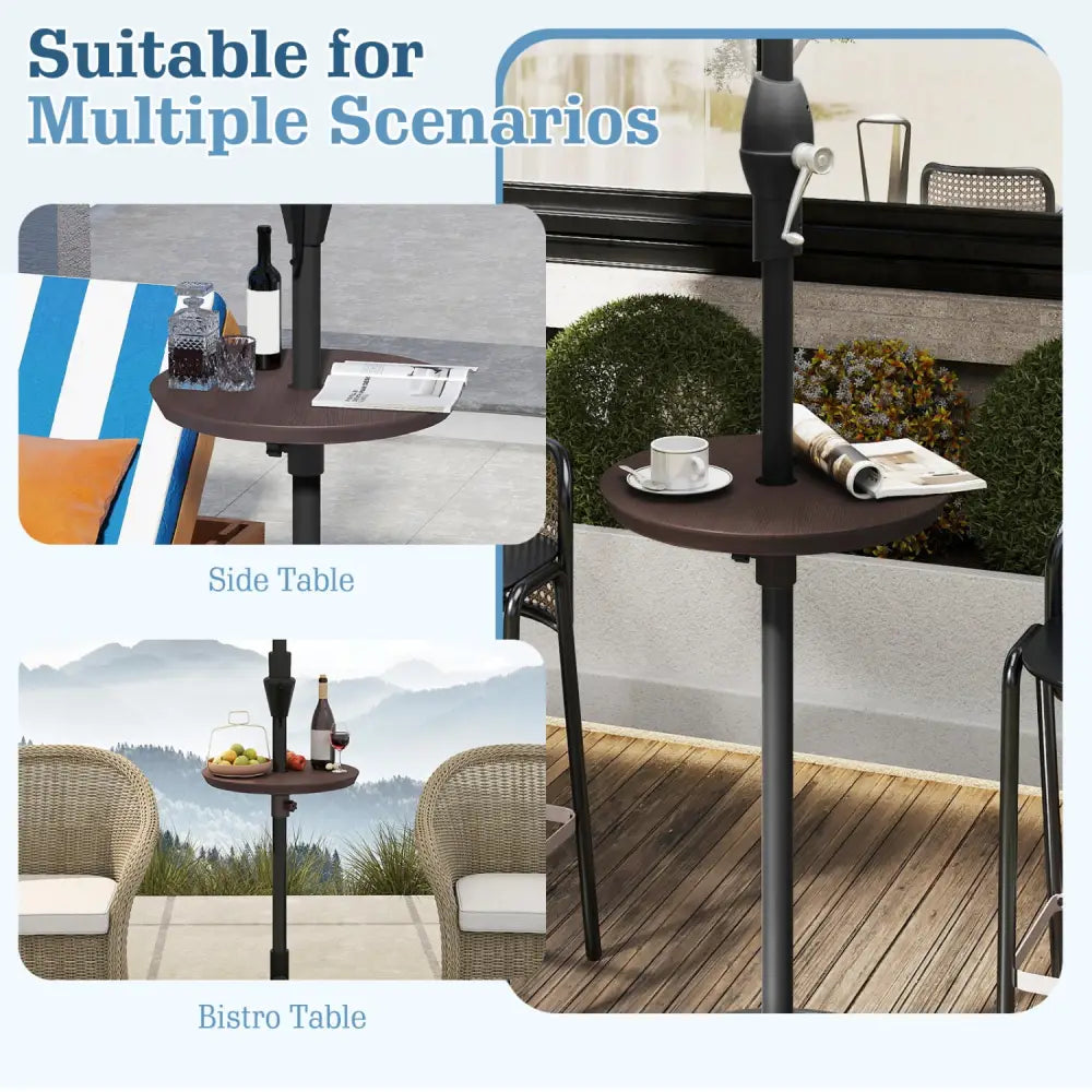 20 Inch Outdoor Adjustable Umbrella Table for 2 Sizes Patio Umbrella Pole-Coffee - Coffee - Outdoor Umbrella Bases
