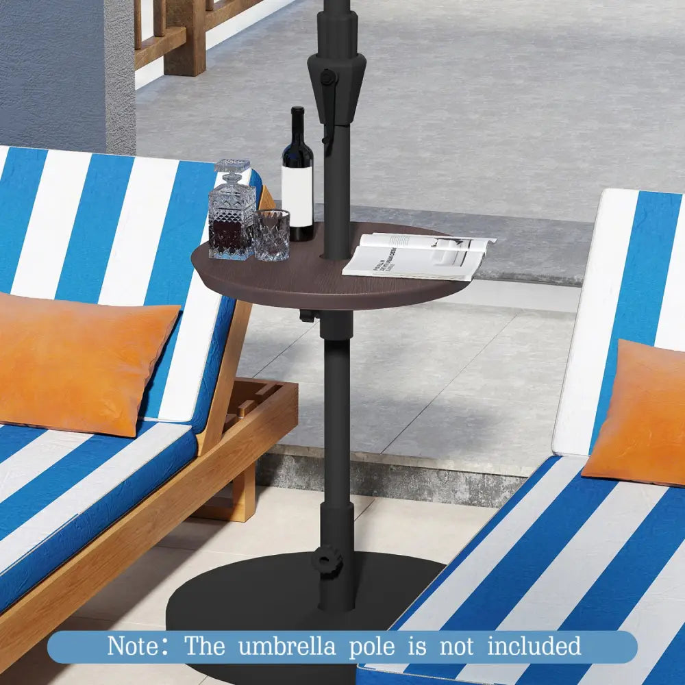 20 Inch Outdoor Adjustable Umbrella Table for 2 Sizes Patio Umbrella Pole-Coffee - Coffee - Outdoor Umbrella Bases