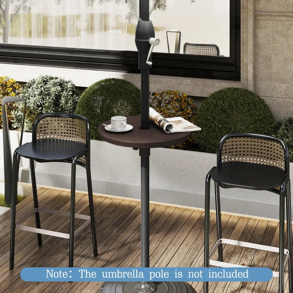 20 Inch Outdoor Adjustable Umbrella Table for 2 Sizes Patio Umbrella Pole-Coffee - Coffee - Outdoor Umbrella Bases