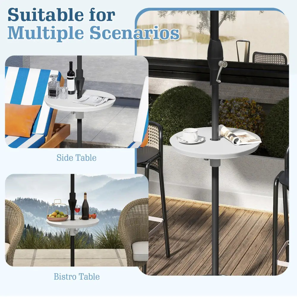 20 Inch Outdoor Adjustable Umbrella Table for 2 Sizes Patio Umbrella Pole-White - White - Outdoor Umbrella Bases