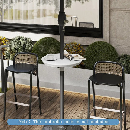 20 Inch Outdoor Adjustable Umbrella Table for 2 Sizes Patio Umbrella Pole-White - White - Outdoor Umbrella Bases
