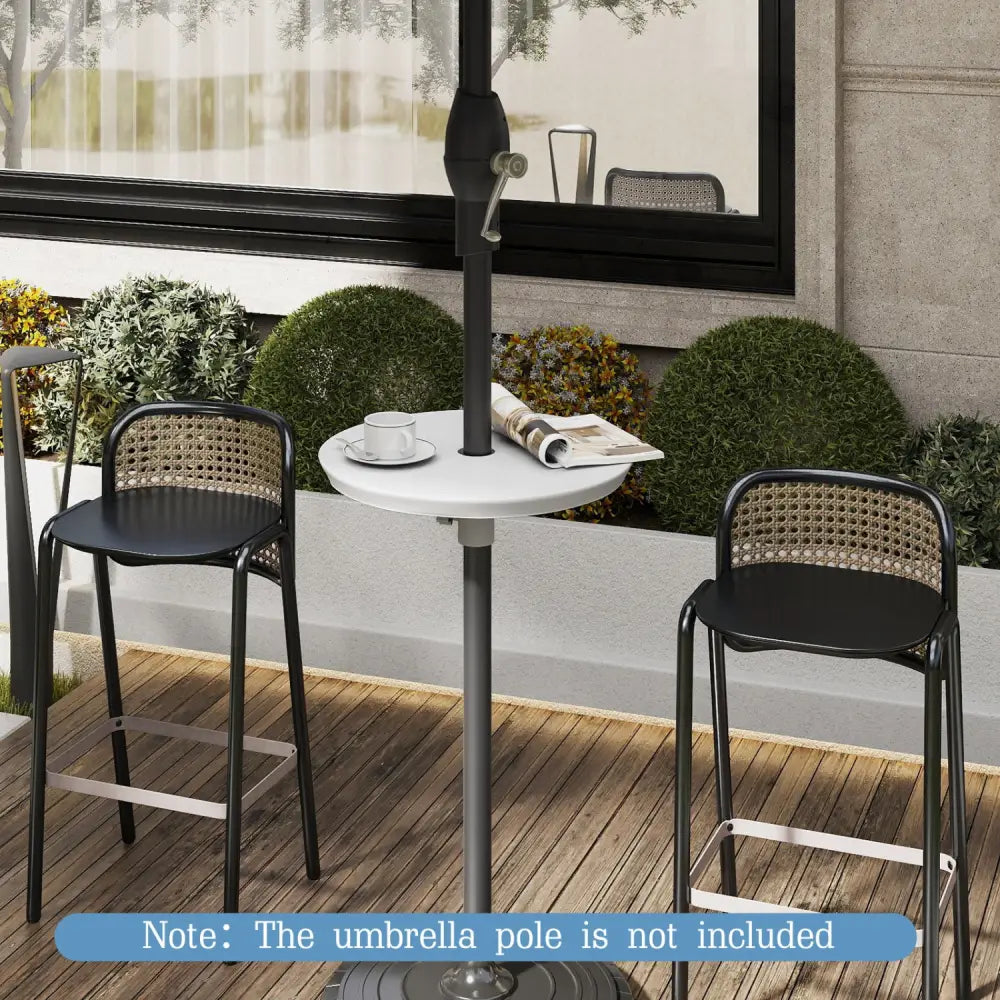 20 Inch Outdoor Adjustable Umbrella Table for 2 Sizes Patio Umbrella Pole-White - White - Outdoor Umbrella Bases