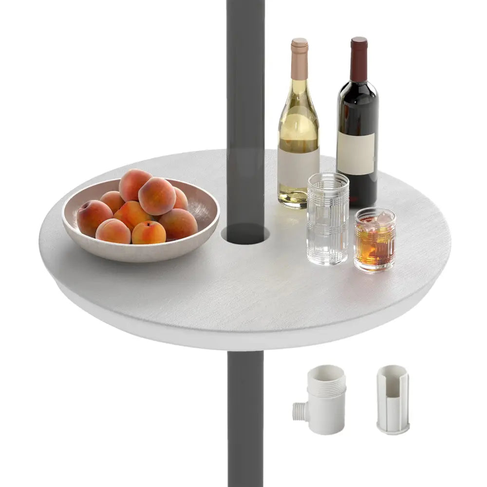 20 Inch Outdoor Adjustable Umbrella Table for 2 Sizes Patio Umbrella Pole-White - White - Outdoor Umbrella Bases