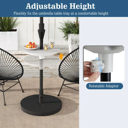 20 Inch Outdoor Adjustable Umbrella Table for 2 Sizes Patio Umbrella Pole-White - White - Outdoor Umbrella Bases