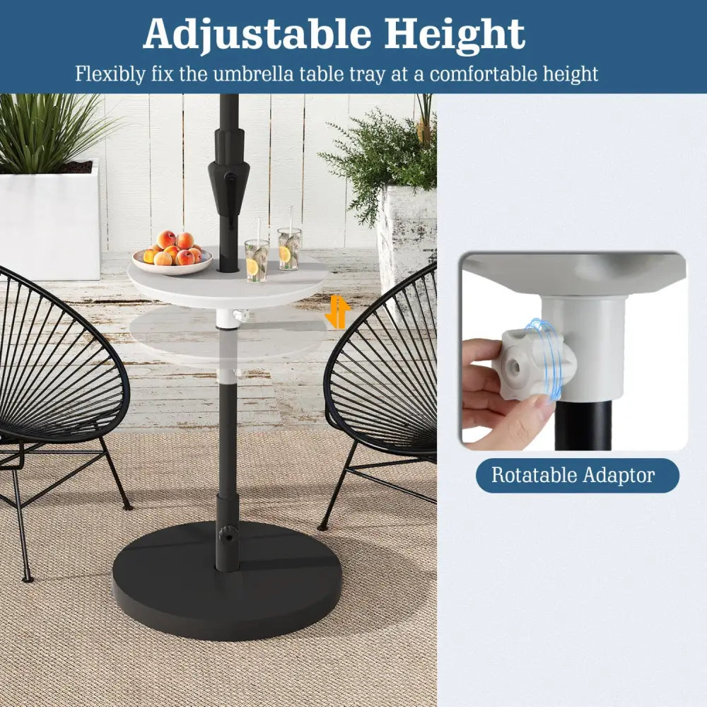 20 Inch Outdoor Adjustable Umbrella Table for 2 Sizes Patio Umbrella Pole-White - White - Outdoor Umbrella Bases