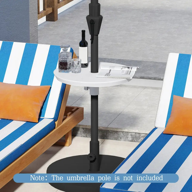 20 Inch Outdoor Adjustable Umbrella Table for 2 Sizes Patio Umbrella Pole-White - White - Outdoor Umbrella Bases