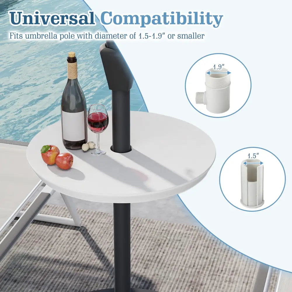 20 Inch Outdoor Adjustable Umbrella Table for 2 Sizes Patio Umbrella Pole-White - White - Outdoor Umbrella Bases