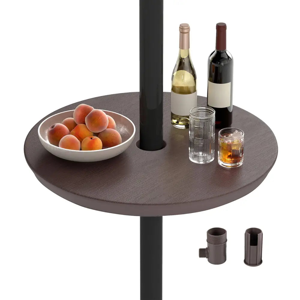 20 Inch Outdoor Adjustable Umbrella Table for 2 Sizes Patio Umbrella Pole-Coffee - Coffee - Outdoor Umbrella Bases