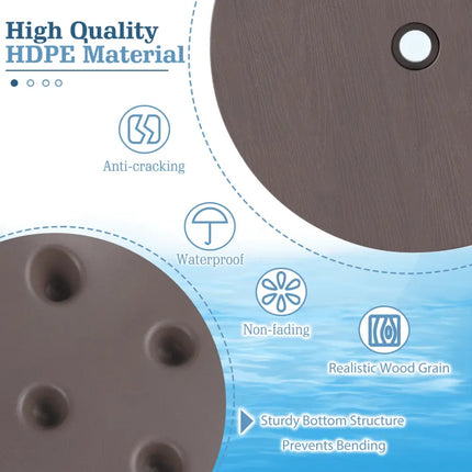 20 Inch Outdoor Adjustable Umbrella Table for 2 Sizes Patio Umbrella Pole-Coffee - Coffee - Outdoor Umbrella Bases