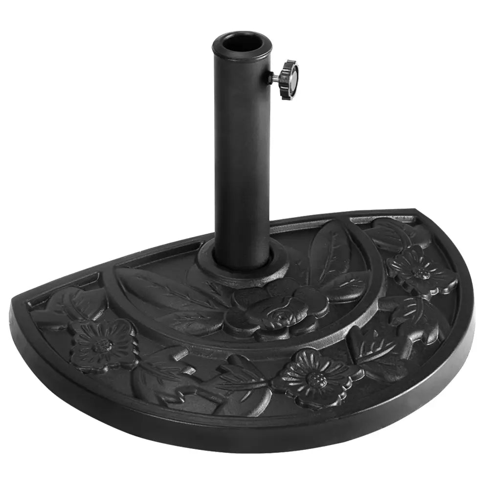 20 Inch Outdoor Patio Half Round Umbrella Base - Black - Outdoor Umbrella Bases