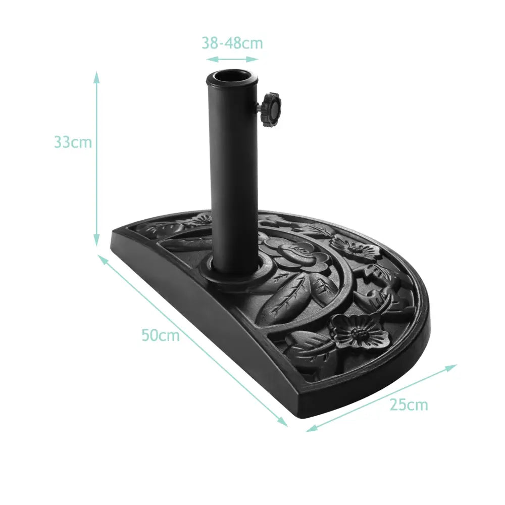 20 Inch Outdoor Patio Half Round Umbrella Base - Black - Outdoor Umbrella Bases