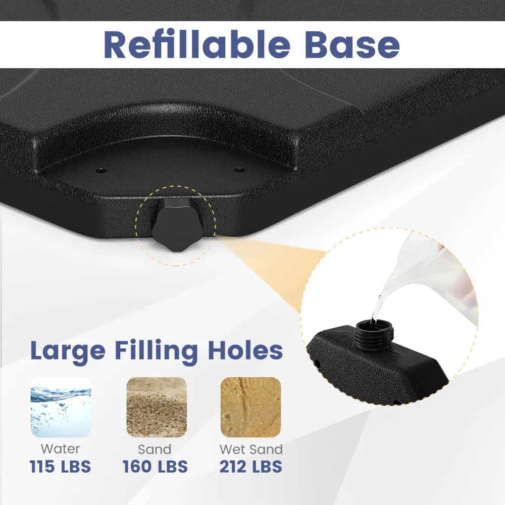 20 Inch Patio Offset Water Filled Plate Umbrella Base Sand-Black - Black - Outdoor Umbrella Bases