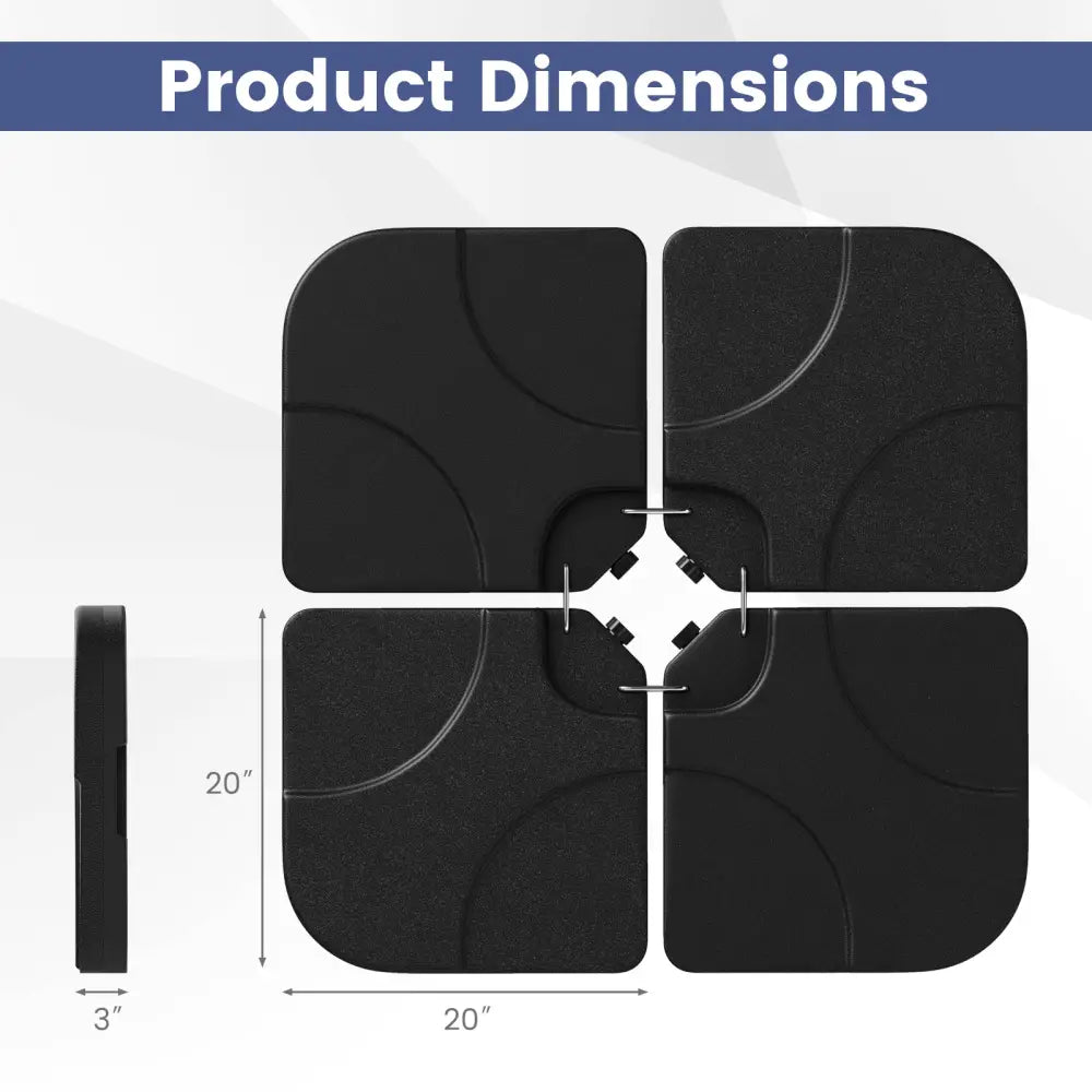 20 Inch Patio Offset Water Filled Plate Umbrella Base Sand-Black - Black - Outdoor Umbrella Bases