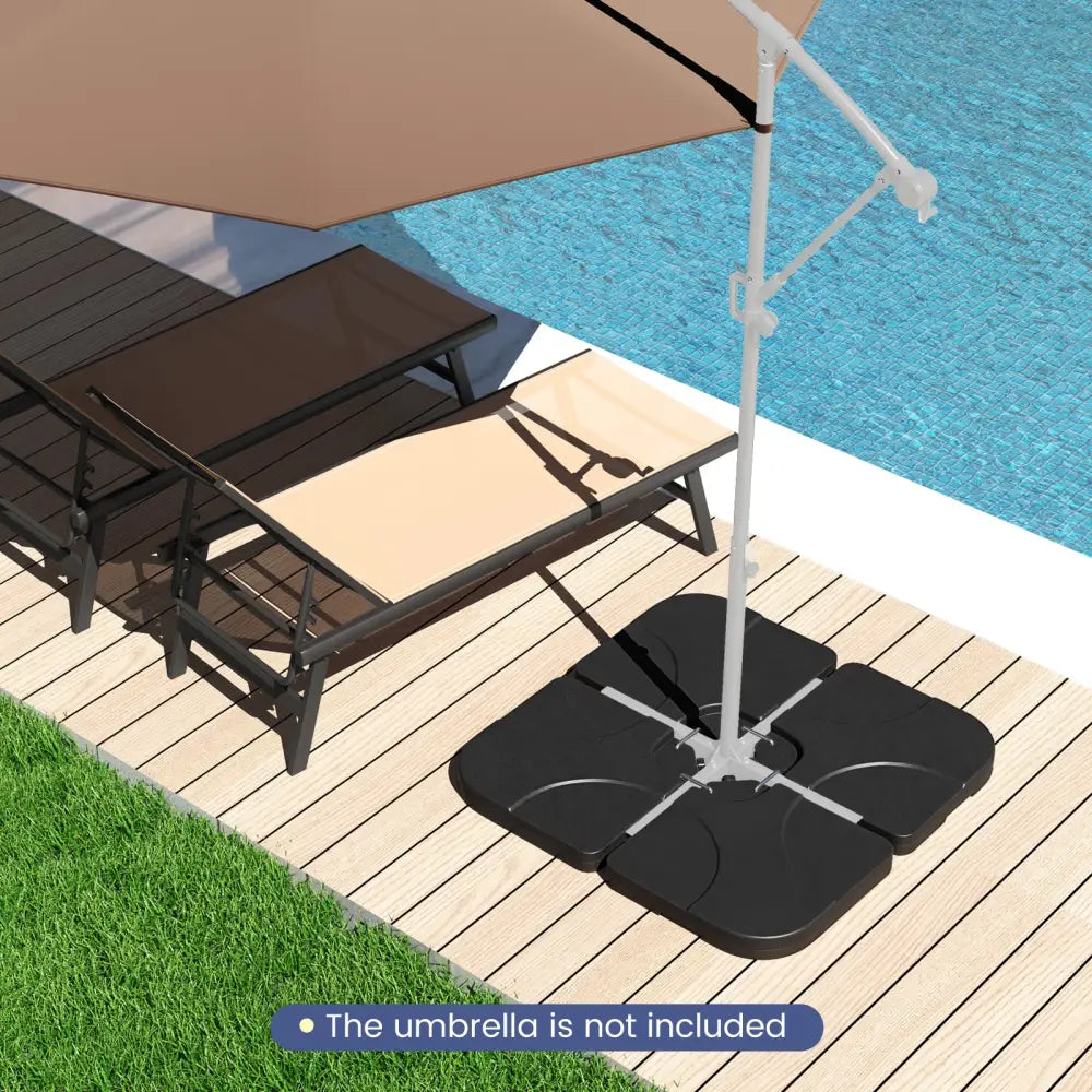 20 Inch Patio Offset Water Filled Plate Umbrella Base Sand-Black - Black - Outdoor Umbrella Bases