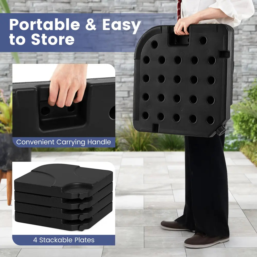 20 Inch Patio Offset Water Filled Plate Umbrella Base Sand-Black - Black - Outdoor Umbrella Bases