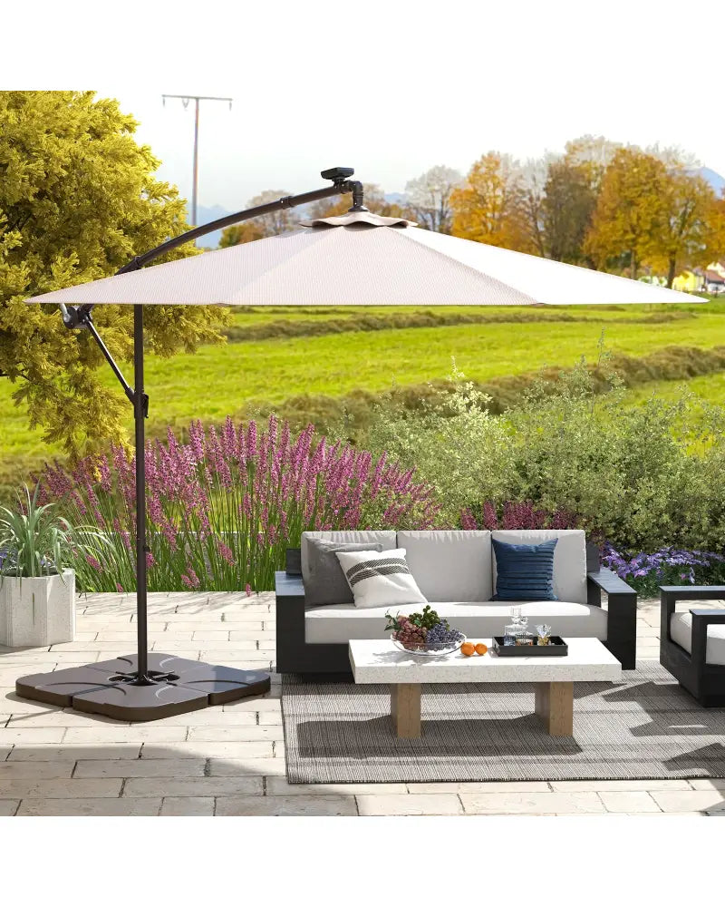 20 Inch Patio Offset Water Filled Plate Umbrella Base Sand-Coffee - Coffee - Outdoor Umbrella Bases