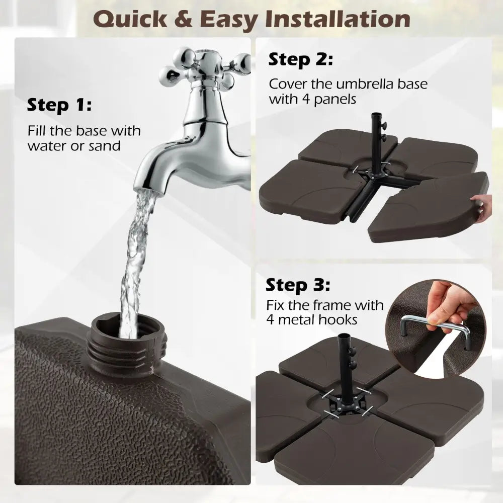 20 Inch Patio Offset Water Filled Plate Umbrella Base Sand-Coffee - Coffee - Outdoor Umbrella Bases