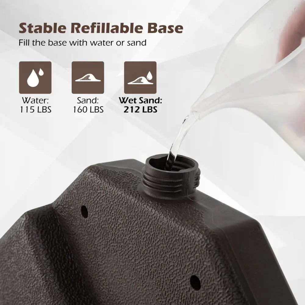 20 Inch Patio Offset Water Filled Plate Umbrella Base Sand-Coffee - Coffee - Outdoor Umbrella Bases