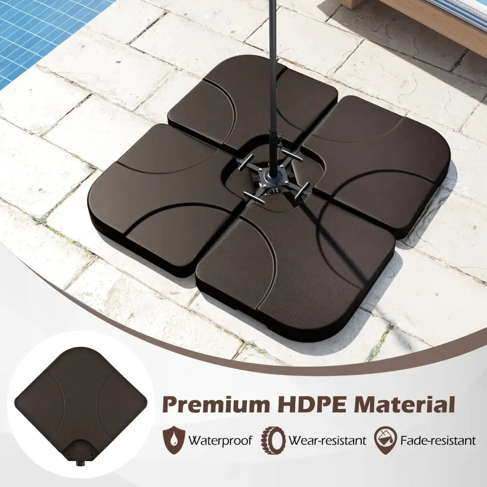 20 Inch Patio Offset Water Filled Plate Umbrella Base Sand-Coffee - Coffee - Outdoor Umbrella Bases