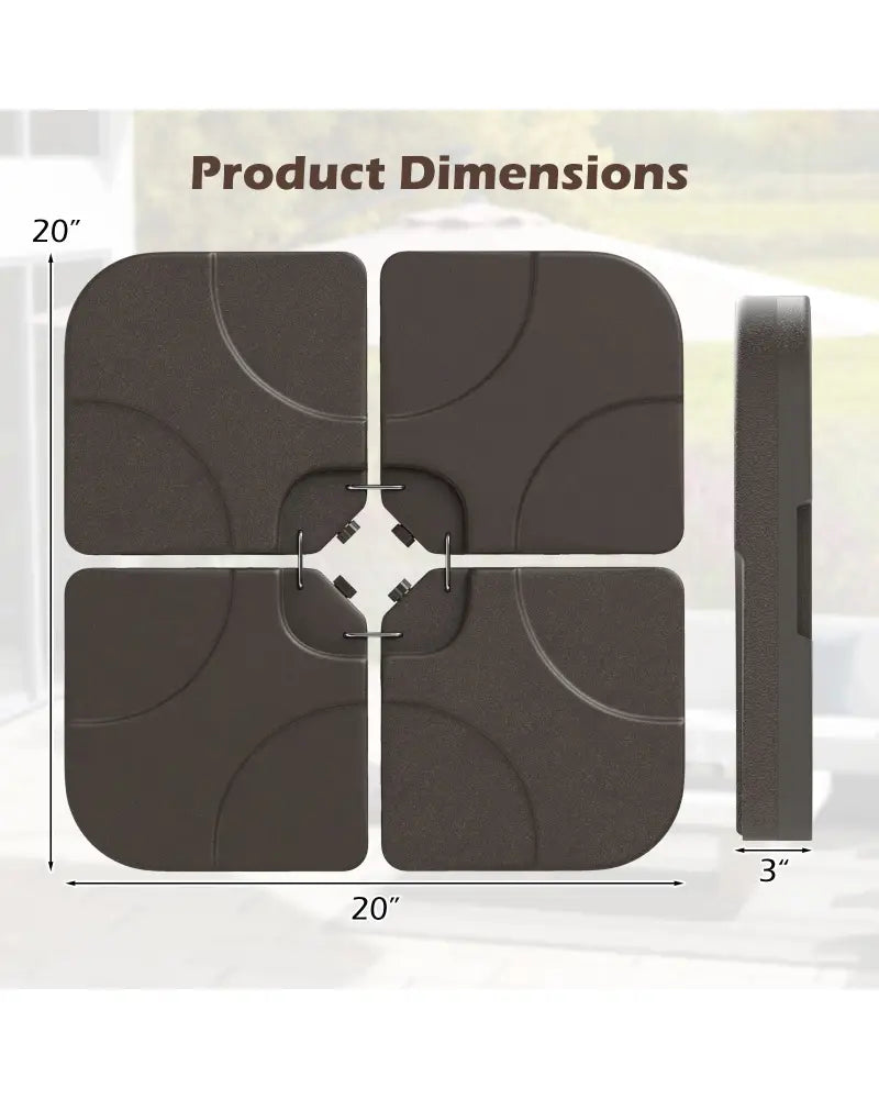 20 Inch Patio Offset Water Filled Plate Umbrella Base Sand-Coffee - Coffee - Outdoor Umbrella Bases