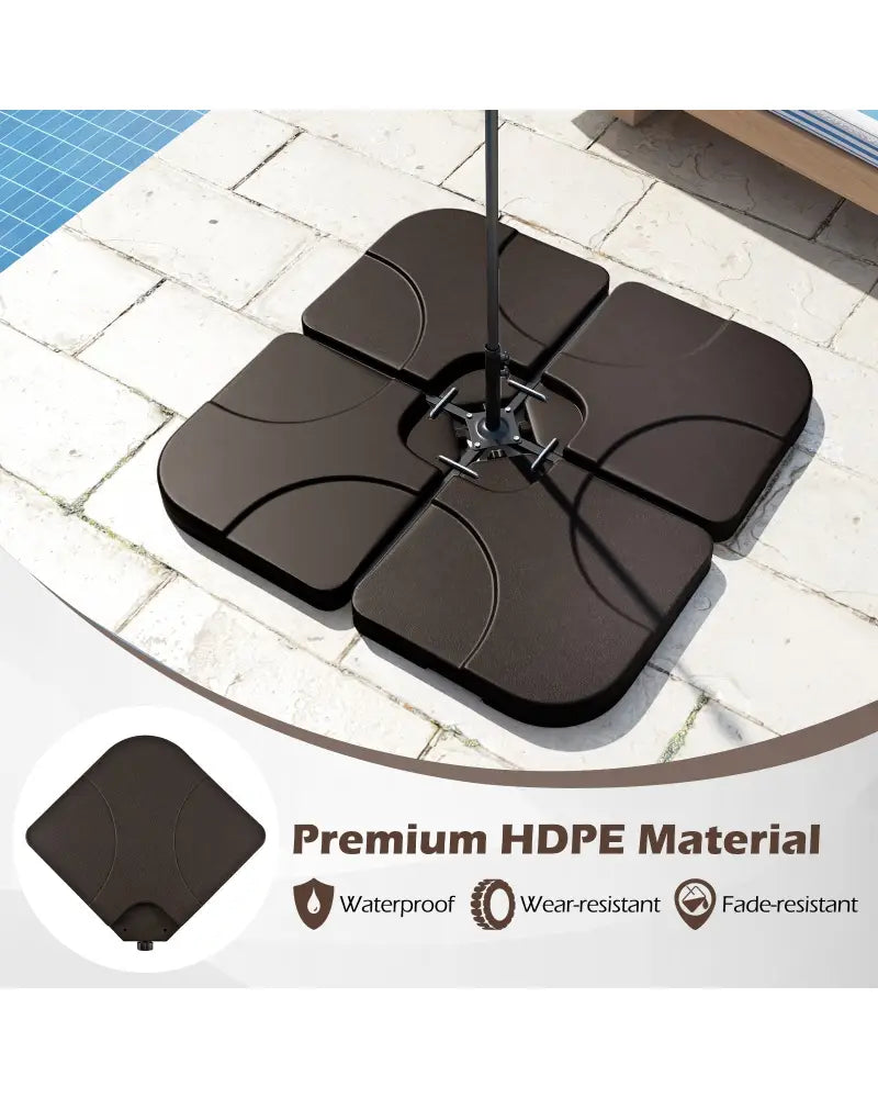 20 Inch Patio Offset Water Filled Plate Umbrella Base Sand-Coffee - Coffee - Outdoor Umbrella Bases